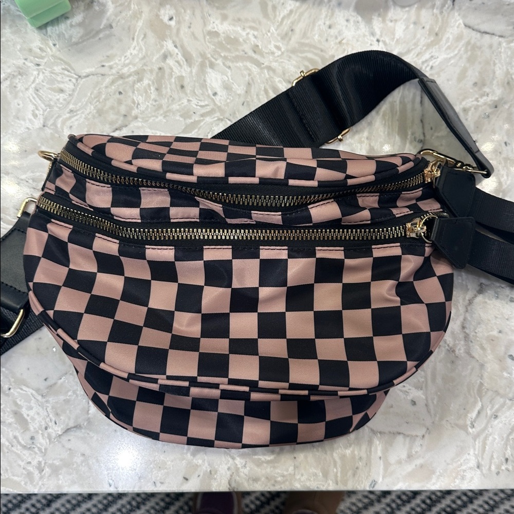 Checkered Black and tan Crossbody/ bum bag